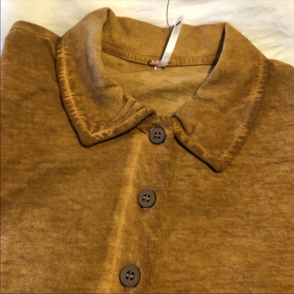 NWT Free People Crop Short Sleeve Copper Button Up - Picture 5 of 5